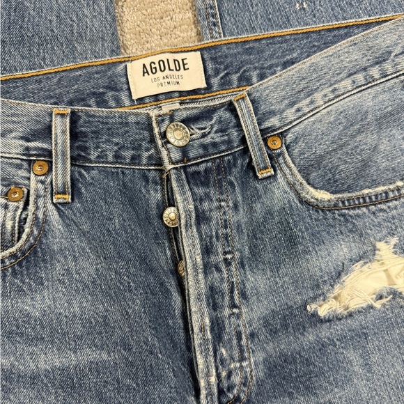 Agolde Jamie High Rise Distressed Button Fly Casual Womens Blue Jean Size 27 - Picture 2 of 9